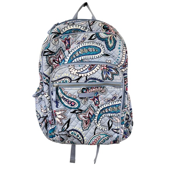 Vera Bradley Handbags - Vera Bradley Iconic Campus Backpack Makani Paisley Blue Quilted Cotton Student